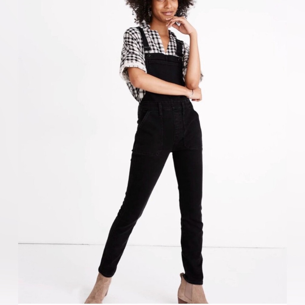 NWT Madewell Skinny Overalls Lunar Wash Black Denim Size Medium